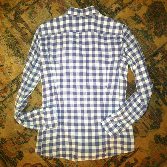 BANANA REPUBLIC "Soft Wash" Blue/White Linen Blend S - Picture 6 of 9